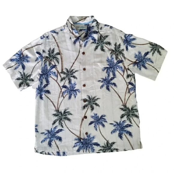 Men's CARIBBEAN SILK BLEND SZ M Medium Finest Silk Blend Palm Tree Textured - Picture 1 of 7